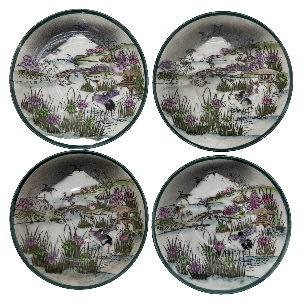 Lot of 4 Vintage Made in Japan Handpainted Porcelain Saucers 5.25 inch
